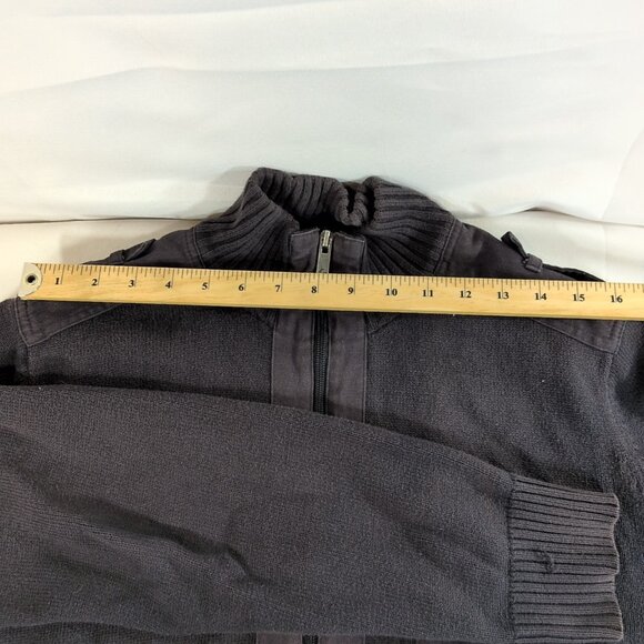 Angelo Litrico Men's L Large Sweater Full Zip Collared Gray 100% Cotton Knit - Picture 7 of 15